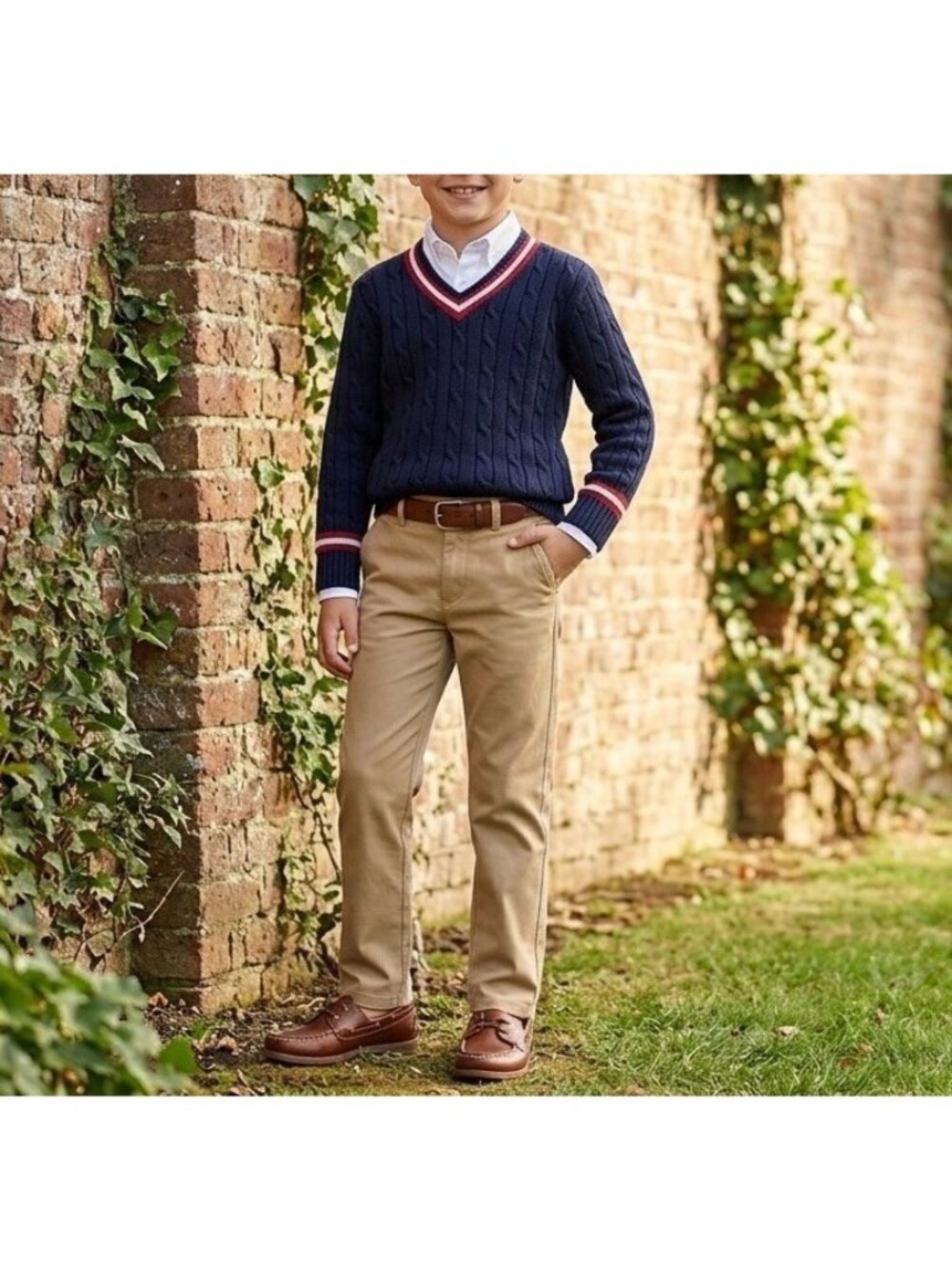 Nordstrom Boys Flat Front Khaki Chinos Sz 10 Cotton Classic Preppy Church School